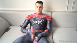 Max Barz – handsome spiderman, tight clothes muscles about to burst, solo